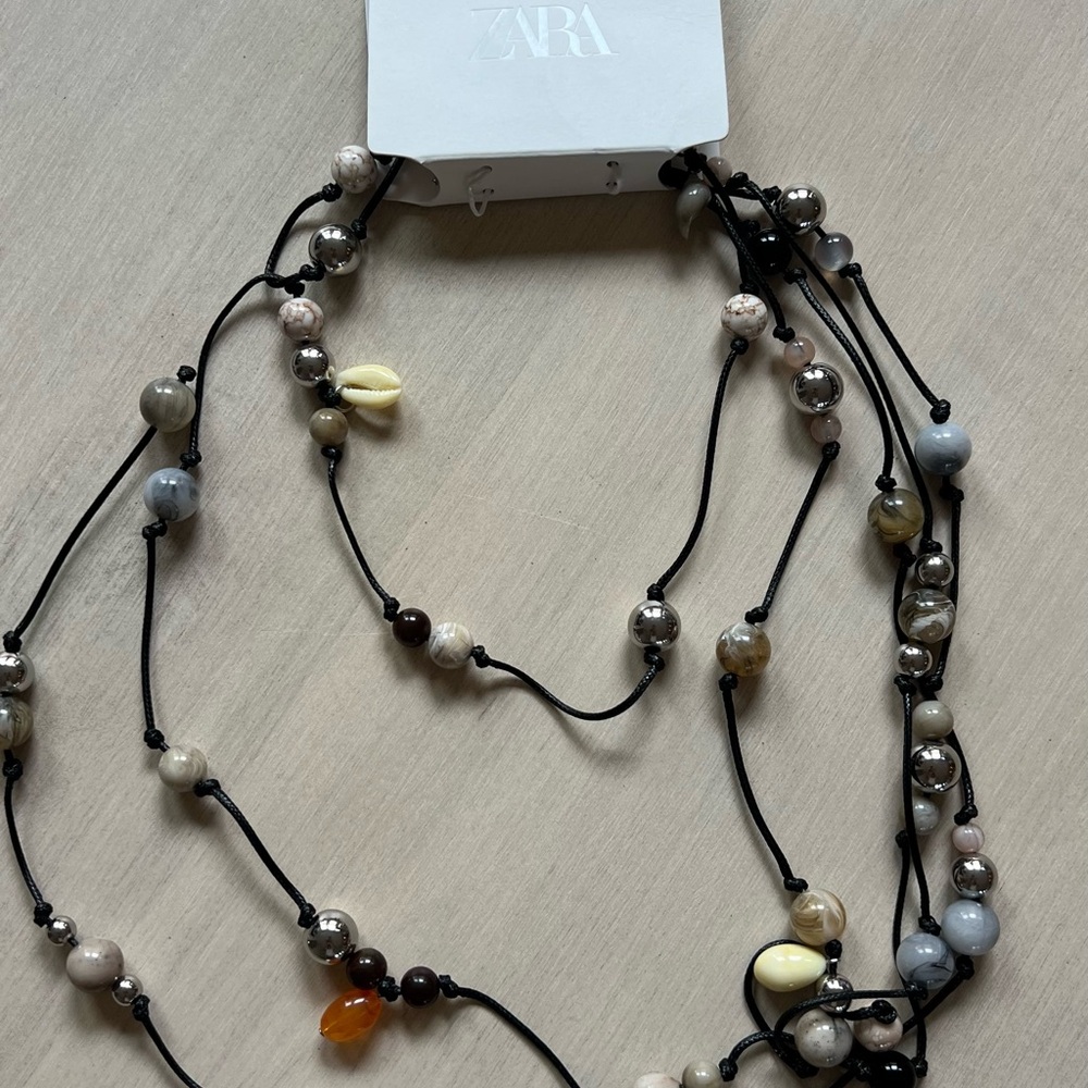 Zara Black and Cream Beaded Necklace
